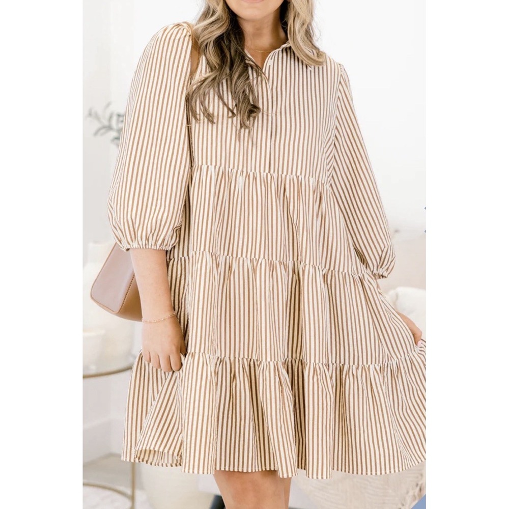 Chic Soul Tiered Striped Puffy Sleeve Dress size 1X